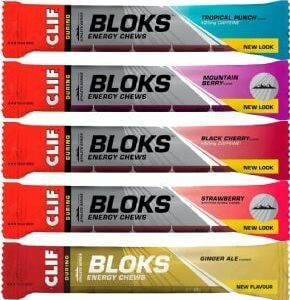 Clif Shot Bloks Energy Chews 6 Pack Tropical Punch (Caffeine)