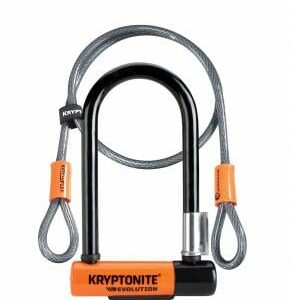 Kryptonite Evolution Mini 7 Lock With 4 Foot Cable And Flexframe Bracket Sold Secure Gold