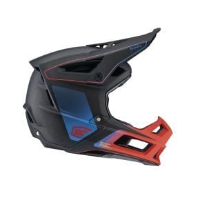 100% Aircraft 2 Carbon Full Face Downhill Helmet 2023 X-Large - Carbon Steel Blue/Neon Red