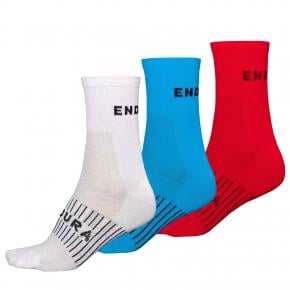 Endura Coolmax Race Sock (triple Pack) Large/X-Large - White/Blue/Red