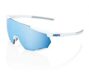 100% Racetrap Sunglasses Matt White/hiper Blue Mirror Lens