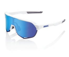 100% S2 Sunglasses Matte White/hiper Blue Multilayer Mirror Lens