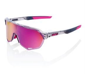 100% S2 Sunglasses Polished Translucent Grey/purple Multilayer Mirror Lens