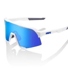 100% S3 Sunglasses Matt White/hiper Blue Mirror Lens