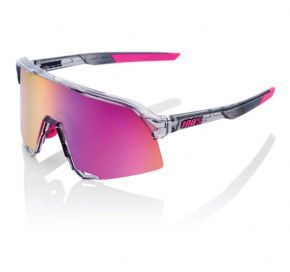 100% S3 Sunglasses Polished Translucent Grey/purple Multilayer Mirror Lens