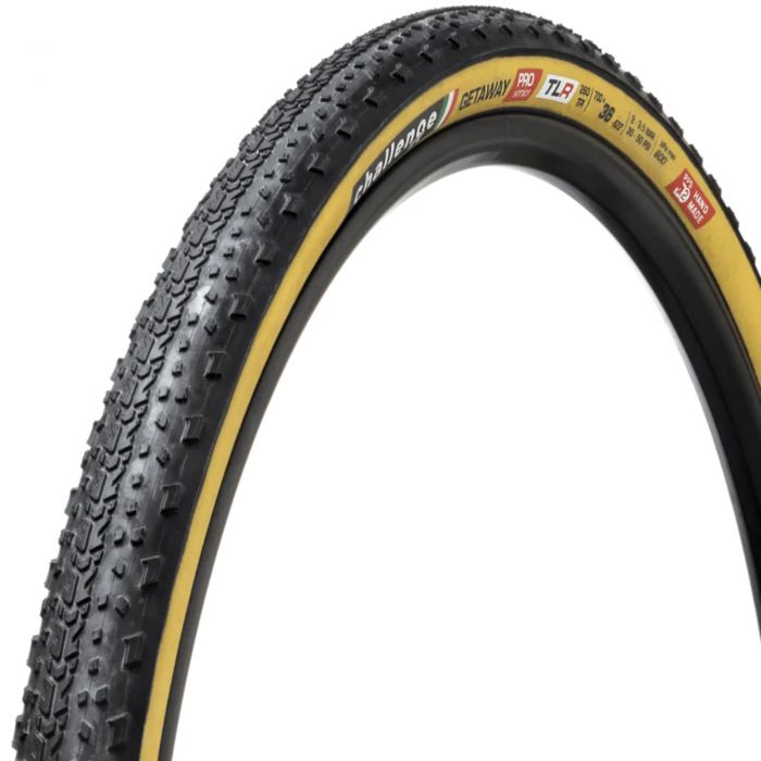 Challenge Getaway Handmade TLR Gravel Tyre - 700 x 45Black / Tan Challenge Getaway Handmade TLR Gravel Tyre - 700 x 45Black / Tan