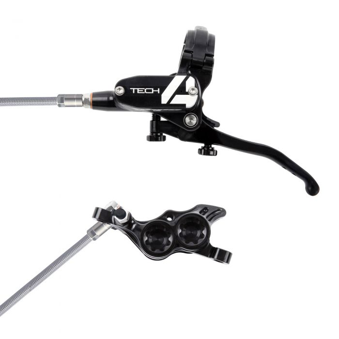 Hope Technology Tech 4 E4 Hydraulic Disc Brake - Black / BlackFront Right HandBraided Hope Technology Tech 4 E4 Hydraulic Disc Brake - Black / BlackFront Right HandBraided