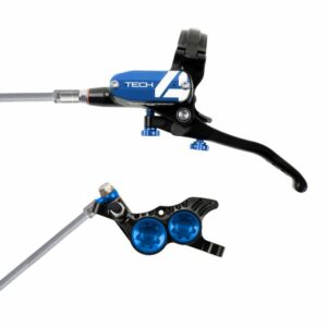 Hope Technology Tech 4 V4 Hydraulic Disc Brake - Black / BlueFront Right HandBraided