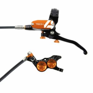 Hope Technology Tech 4 V4 Hydraulic Disc Brake - Black / OrangeFront Right HandStandard Black