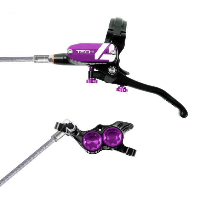 Hope Technology Tech 4 E4 Hydraulic Disc Brake - Black / PurpleFront Right HandBraided Hope Technology Tech 4 E4 Hydraulic Disc Brake - Black / PurpleFront Right HandBraided