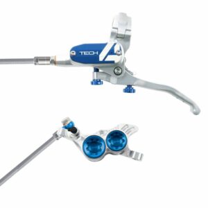 Hope Technology Tech 4 V4 Hydraulic Disc Brake - Silver / BlueFront Right HandBraided