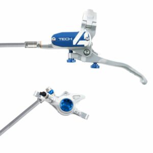 Hope Technology Tech 4 X2 Hydraulic Disc Brake - Silver / BlueFront Right HandBraided