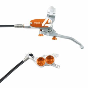 Hope Technology Tech 4 E4 Hydraulic Disc Brake - Silver / OrangeFront Right HandStandard Black
