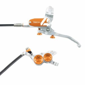 Hope Technology Tech 4 V4 Hydraulic Disc Brake - Silver / OrangeFront Right HandStandard Black