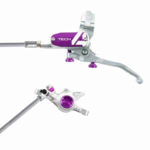 Hope Technology Tech 4 X2 Hydraulic Disc Brake - Silver / PurpleFront Right HandBraided