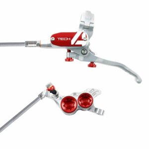 Hope Technology Tech 4 V4 Hydraulic Disc Brake - Silver / RedFront Right HandBraided