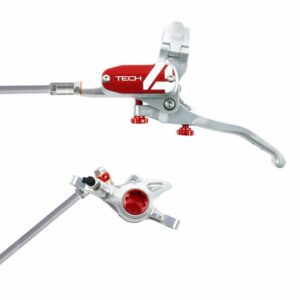 Hope Technology Tech 4 X2 Hydraulic Disc Brake - Silver / RedFront Right HandBraided