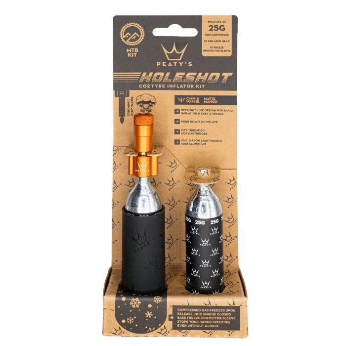 Peaty's Holeshot CO2 Tyre Inflator - MTB - Mango Peaty's Holeshot CO2 Tyre Inflator - MTB - Mango